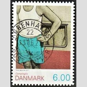 FRIMRKER DANMARK | 2011 - AFA 1652Ea - Campingliv - 6,00 Kr. flerfarvet - Alm. god gennemsnitskvalitet - Stemplet (Photo eksempel)