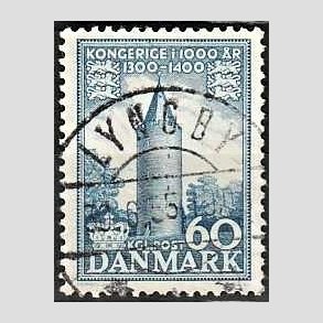 FRIM�RKER DANMARK | 1953-56 - AFA 350 - Kongeriget 1000 �r - 60 �re bl� - Pragt Stemplet Lyngby
