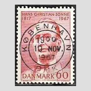 FRIM�RKER DANMARK | 1967 - AFA 466 - Chr. Sonne - 60 �re r�d - Pragt Stemplet 