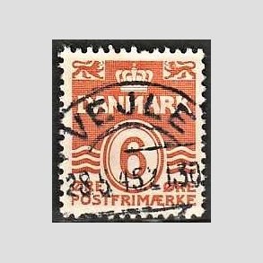 FRIM�RKER DANMARK | 1940 - AFA 254 - B�lgelinie 6 �re orangegul - Lux Stemplet Vejle