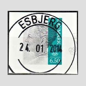 FRIMRKER DANMARK | 2010 - AFA 1607E - Dronning Margrethe II - 6,50 Kr. gr/blgrn - Pragt Stemplet