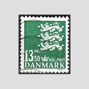 FRIMRKER DANMARK | 2007 - AFA 1490 - Lille Rigsvben - 13,50 Kr. grn - Alm. god gennemsnitskvalitet - Stemplet (Photo eksempel)