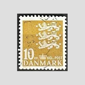 FRIMRKER DANMARK | 2006 - AFA 622a - Lille Rigsvben - 10,00 Kr. gul - Alm. god gennemsnitskvalitet - Stemplet (Photo eksempel)