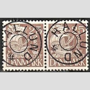 FRIMRKER DANMARK | 1934 - AFA 214 - Karavel 25 re brun Type I i par - Pragt Stemplet 