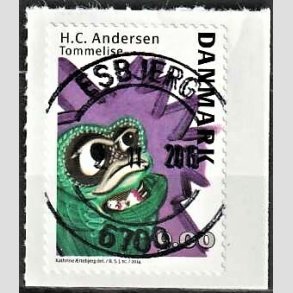 FRIM�RKER DANMARK | 2014 - AFA 1789 - H.C. Andersen - 9,00 Kr. Tommelise p� klip - Pragt Stemplet