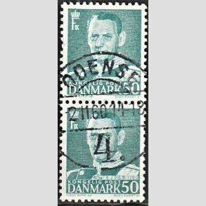 FRIMRKER DANMARK | 1952-53 - AFA 338 - Fr. IX 50 re blgrn i par - Lux Stemplet