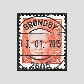 FRIMRKER DANMARK | 2000 - AFA 1244 - Dronning Margrethe II - 4,50 orange - Pragt Stemplet