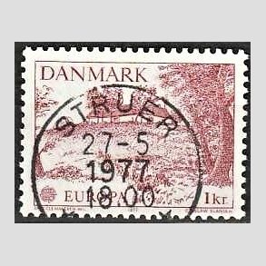 FRIM�RKER DANMARK | 1977 - AFA 635 - Europam�rker - 1,00 Kr. r�d - Pragt Stemplet