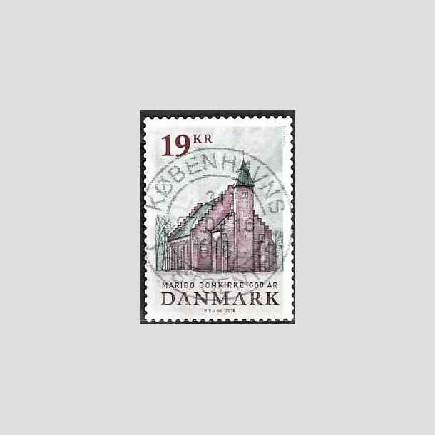 FRIMRKER DANMARK | 2016 - AFA 1844 - Maribo Domkirke 600 r - 19,00 Kr. flerfarvet - Pragt Stemplet