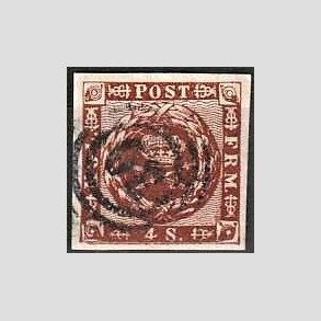 FRIMRKER DANMARK | 1858-62 - AFA 7 - 4 Skilling brun - Stemplet