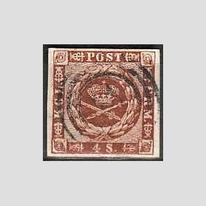 FRIMRKER DANMARK | 1858-62 - AFA 7 - 4 Skilling brun - Stemplet