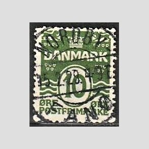 FRIM�RKER DANMARK | 1921-22 - AFA 124 - B�lgelinie 10 �re gr�n - Lux Stemplet