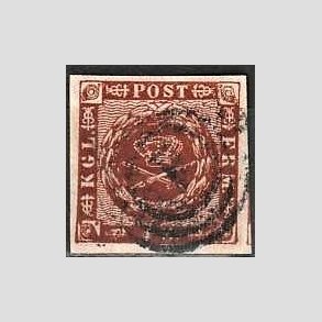 FRIMRKER DANMARK | 1858-62 - AFA 7 - 4 Skilling brun - Stemplet