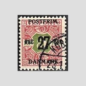 FRIMRKER DANMARK | 1918 - AFA 96 - 27 re/5 Kr. rd/grn provisorium - Stemplet