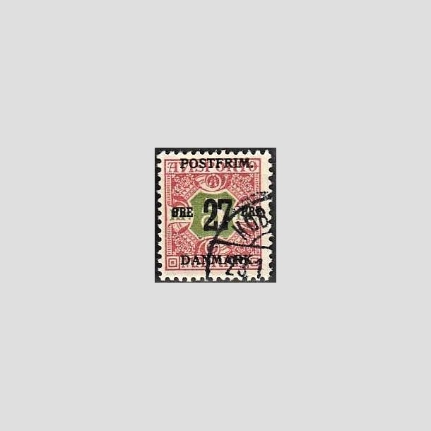 FRIMRKER DANMARK | 1918 - AFA 96 - 27 re/5 Kr. rd/grn provisorium - Stemplet