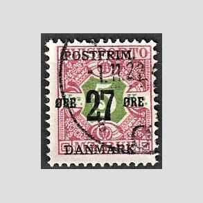 FRIMRKER DANMARK | 1918 - AFA 96 - 27 re/5 Kr. rd/grn provisorium - Stemplet