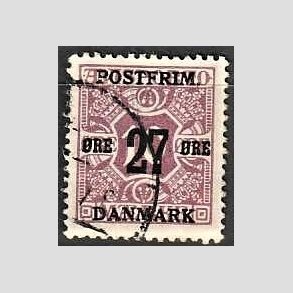 FRIMRKER DANMARK | 1918 - AFA 89 - 27 re/10 re lilla provisorium - Stemplet