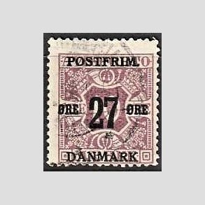 FRIMRKER DANMARK | 1918 - AFA 89 - 27 re/10 re lilla provisorium - Stemplet