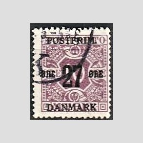 FRIMRKER DANMARK | 1918 - AFA 89 - 27 re/10 re lilla provisorium - Stemplet