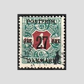 FRIMRKER DANMARK | 1918 - AFA 95 - 27 re/1 Kr. blgrn/rd - Stemplet