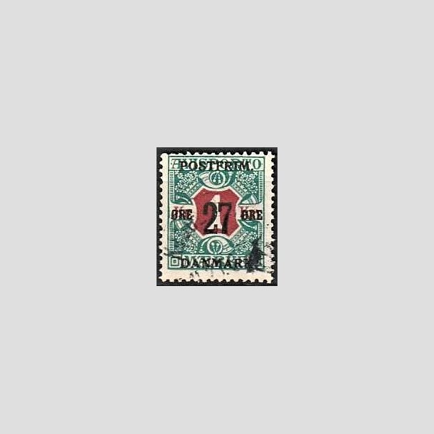 FRIMRKER DANMARK | 1918 - AFA 95 - 27 re/1 Kr. blgrn/rd - Stemplet