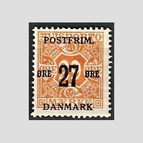 FRIMRKER DANMARK | 1918 - AFA 91 - 27 re/29 re orange provisorium - Ubrugt