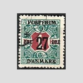 FRIMRKER DANMARK | 1918 - AFA 95 - 27 re/1 Kr. blgrn/rd - Stemplet
