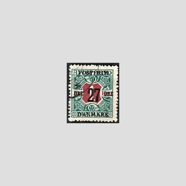 FRIMRKER DANMARK | 1918 - AFA 95 - 27 re/1 Kr. blgrn/rd - Stemplet