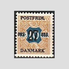FRIMRKER DANMARK | 1918 - AFA 97 - 27 re/10 Kr. brun/bl provisorier - Ubrugt