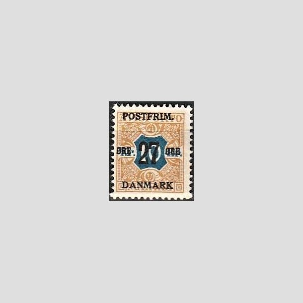 FRIMRKER DANMARK | 1918 - AFA 97 - 27 re/10 Kr. brun/bl provisorier - Ubrugt