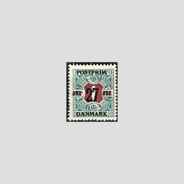 FRIMRKER DANMARK | 1918 - AFA 95 - 27 re/1 Kr. blgrn/rd - Ubrugt