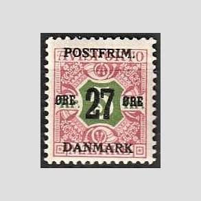 FRIMRKER DANMARK | 1918 - AFA 96 - 27 re/5 Kr. rd/grn - Ubrugt