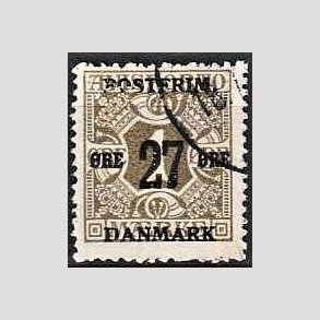 FRIMRKER DANMARK | 1918 - AFA 85 - 27 re/1 re olivengr provisorier - Stemplet