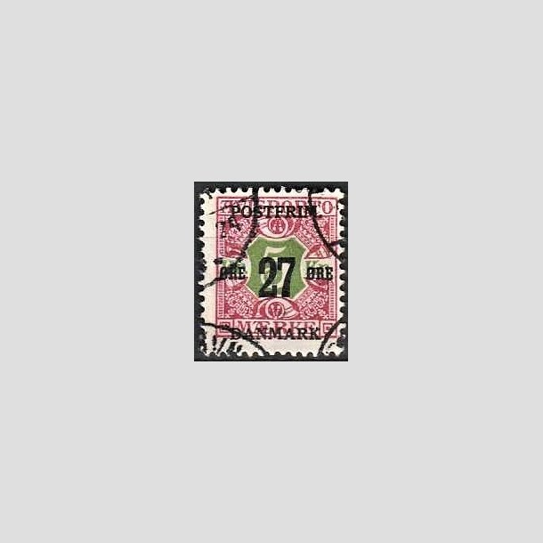 FRIMRKER DANMARK | 1918 - AFA 96 - 27 re/5 Kr. rd/grn provisorium - Stemplet