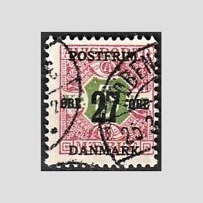 FRIMRKER DANMARK | 1918 - AFA 96 - 27 re/5 Kr. rd/grn provisorium - Stemplet