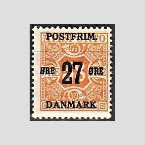FRIMRKER DANMARK | 1918 - AFA 92 - 27 re/38 re orange provisorium - Ubrugt