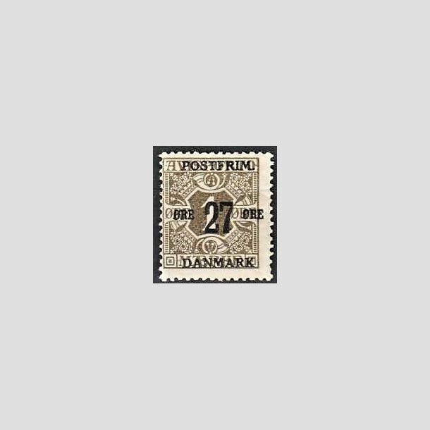 FRIMRKER DANMARK | 1918 - AFA 85 - 27 re/1 re olivengr provisorier - Ubrugt