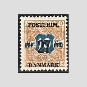 FRIMRKER DANMARK | 1918 - AFA 97 - 27 re/10 Kr. brun/bl provisorier - Ubrugt