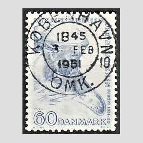 FRIM�RKER DANMARK | 1960 - AFA 388 - WHO - 60 �re bl� - Pragt Stemplet