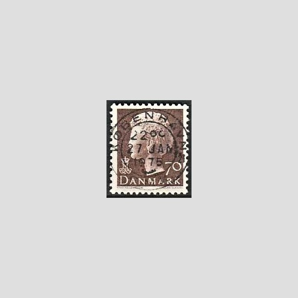 FRIMRKER DANMARK | 1974 - AFA 573 - Dronning Margrethe - 70 re brun - Pragt Stemplet