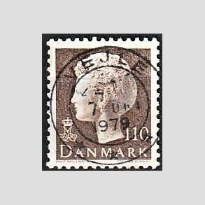 FRIMRKER DANMARK | 1979 - AFA 677 - Dronning Margrethe - 110 re brun - Pragt Stemplet