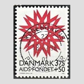 FRIMRKER DANMARK | 1996 - AFA 1130 - AIDS-Fondet - 3,75 Kr. + 50 re rd/sort - Pragt Stemplet