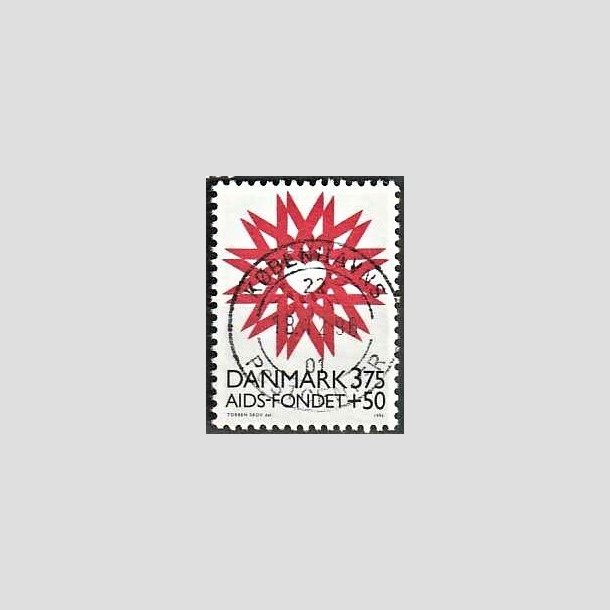 FRIMRKER DANMARK | 1996 - AFA 1130 - AIDS-Fondet - 3,75 Kr. + 50 re rd/sort - Pragt Stemplet