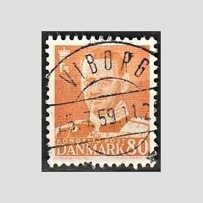 FRIMRKER DANMARK | 1952-53 - AFA 341 - Fr. IX 80 re orange - Lux Stemplet Viborg