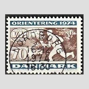 FRIM�RKER DANMARK | 1974 - AFA 575 - Orienteringsl�b WM - 70 �re flerfarvet - Pragt Stemplet Nordborg