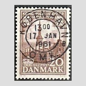 FRIM�RKER DANMARK | 1953-56 - AFA 353 - Kongeriget 1000 �r - 20 �re brun - Pragt Stemplet 