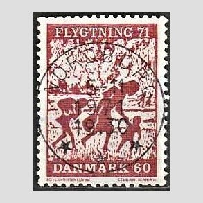 FRIM�RKER DANMARK | 1971 - AFA 511 - Flygtning 71 - 60 �re brunkarmin - Pragt Stemplet Nordborg