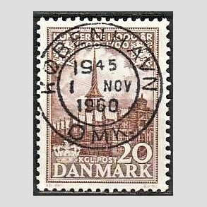 FRIM�RKER DANMARK | 1953-56 - AFA 353 - Kongeriget 1000 �r - 20 �re brun - Pragt Stemplet 