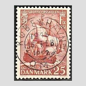 FRIM�RKER DANMARK | 1951 - AFA 328 - S�officerskolen 250 �r - 25 �re brunr�d - Pragt Stemplet