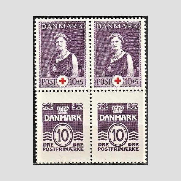 FRIMRKER DANMARK | 1940 - AFA 252,266 - Dronning Alexandrine Rde Kors - 10 + 5 re violet/rd + 10 re violet i blok - Postfrisk